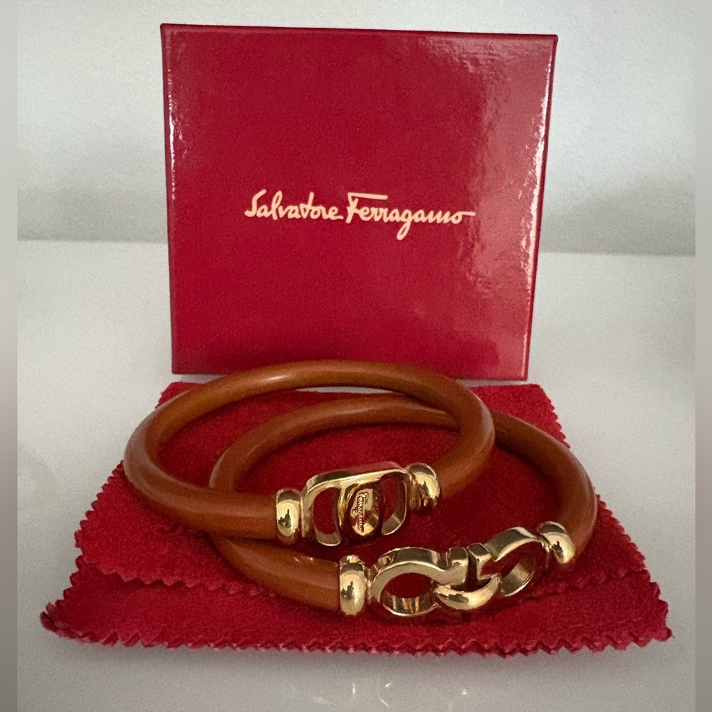 Salvatore Ferragamo Bracelets with Red Pouch with box.